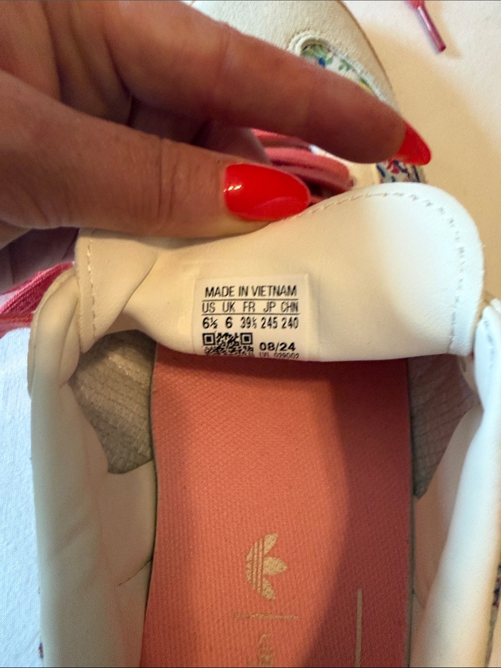 adidas Women's Pink Floral Low-Top Sneakers - Picture 2 of 5